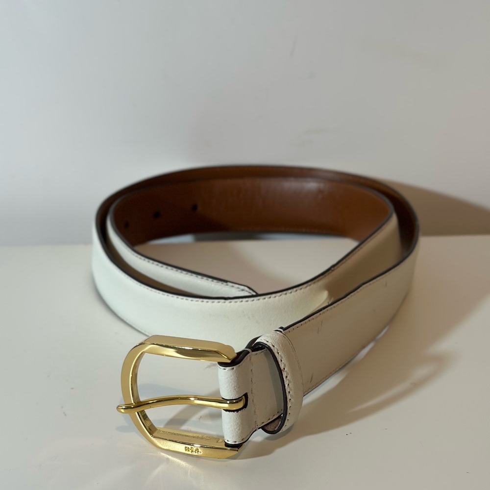 Lauren Ralph Lauren White/Vanilla Belt With Gold Buckle Women’s Medium
